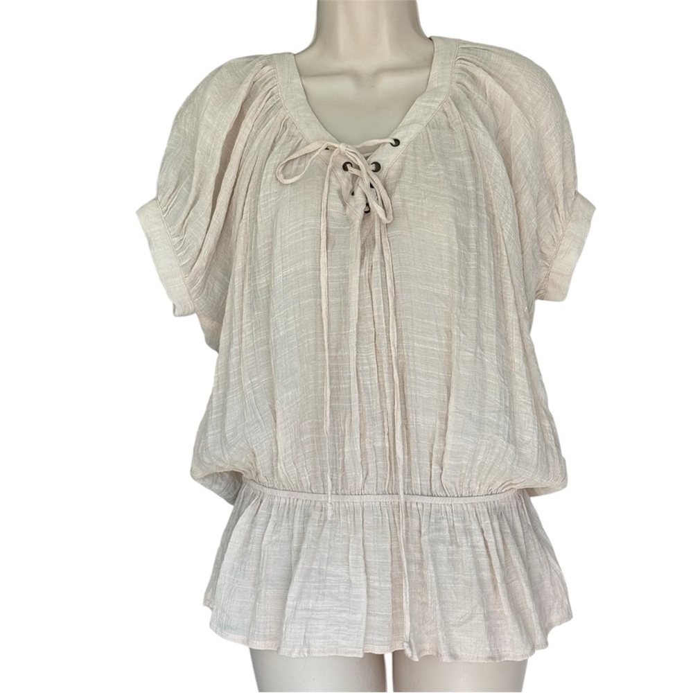 Blue Bird Peasant-style Blouson Boho Top 
Size Medium